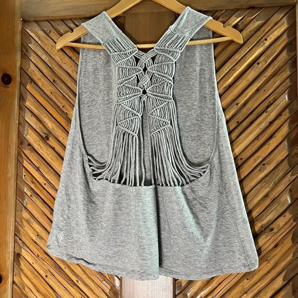 NWOT Free People Strappy Back Gray Woven Tank Top - Picture 3 of 15